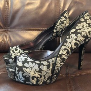 Nine West Black and Silver Heels